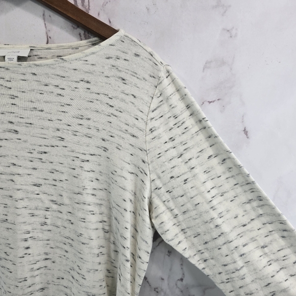 J Jill Shirt Womens Large Gray Speckled Neutral Ruched Tie Quarter Sleeve Pure - Picture 10 of 11